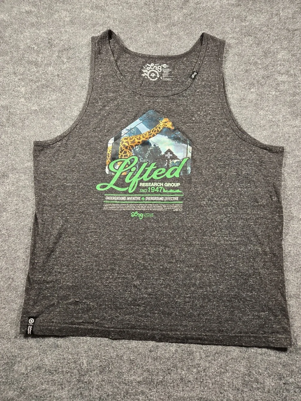LRG Lifted Research Group Giraffe Graphic Tank Top Men's Size‎ 2XL Gray